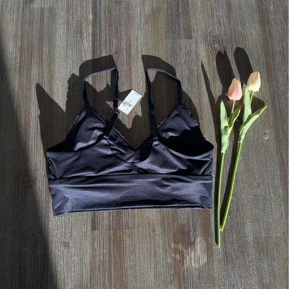 Aerie Black Lace Trim Padded Bralette - Size Small - NWT - Picture 3 of 4